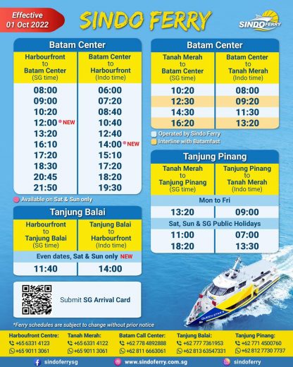 FLAMINGO TRAVEL - FERRY SCHEDULE 01 OCT 2022